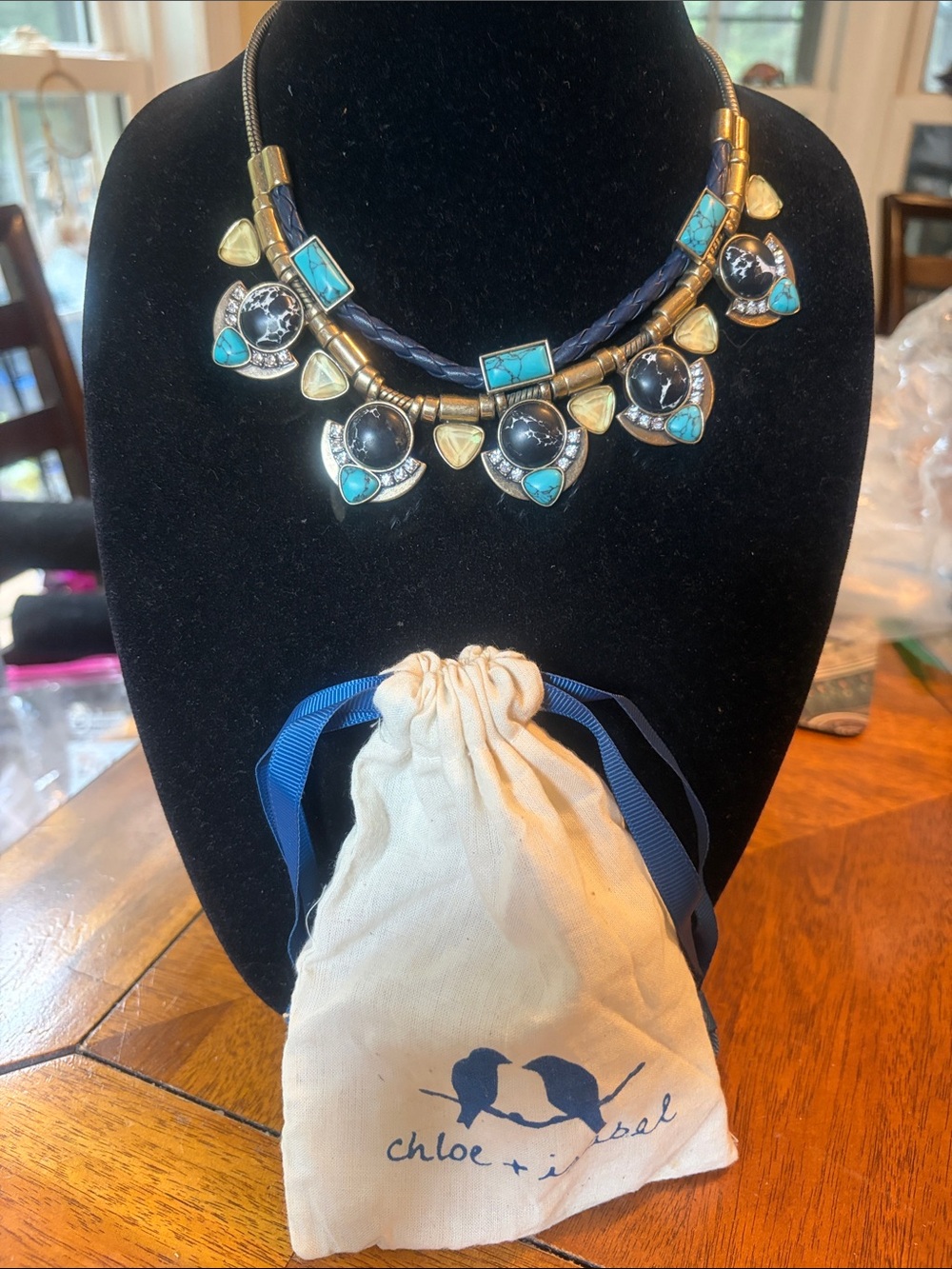Chloe + Isabel Turquoise, Navy and Gold Bib Necklace